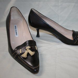 Manolo Blahnik Brown Leather Pumps  Size 39.